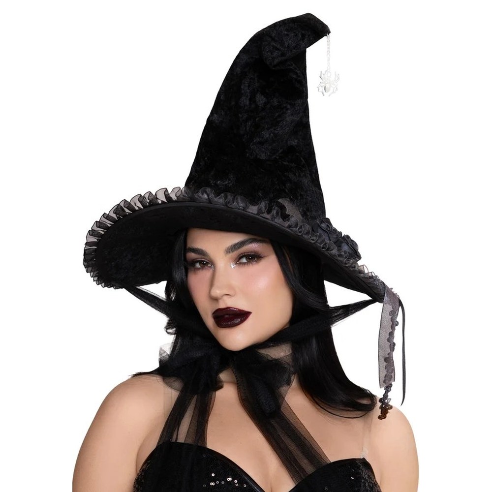 Leg Avenue - Dark Lolita Velvet HexenkostÃ¼m Hut - Schwarz
